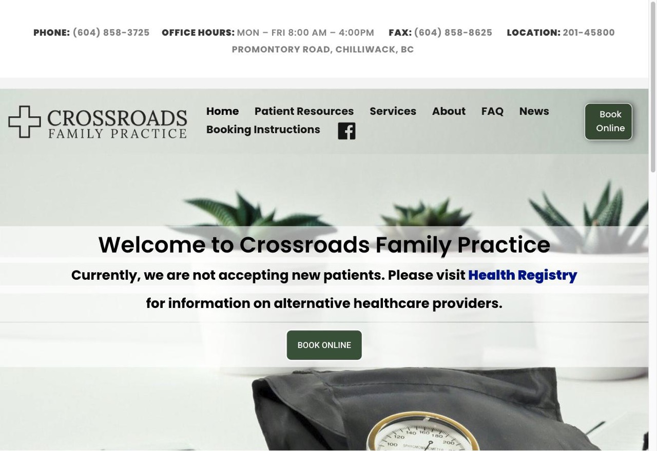 Preview of Crossroads Family Practice website redesign