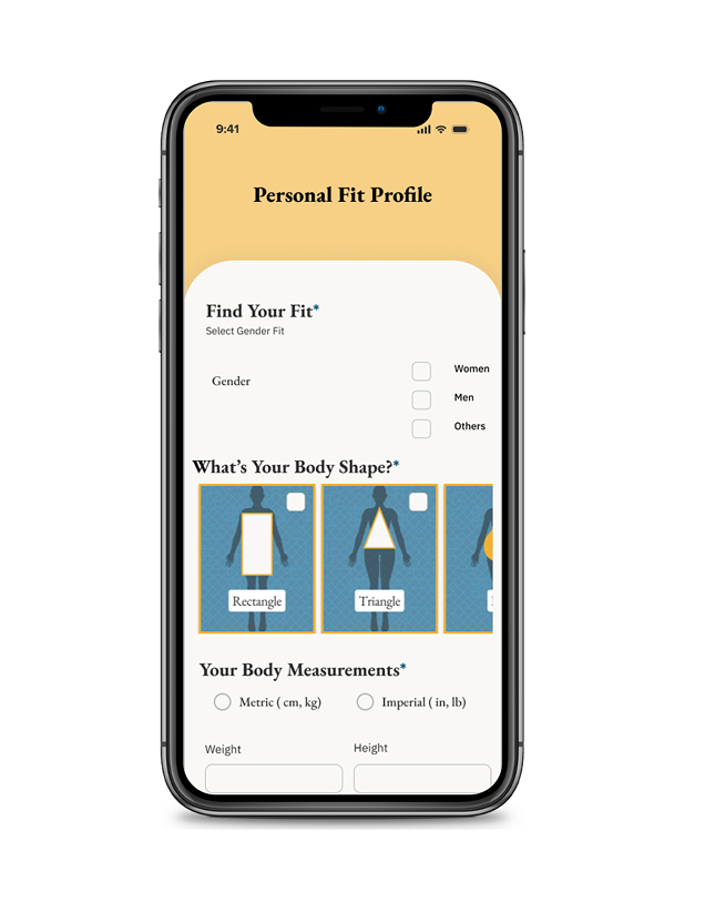 Mobile view: measurement entry screen
