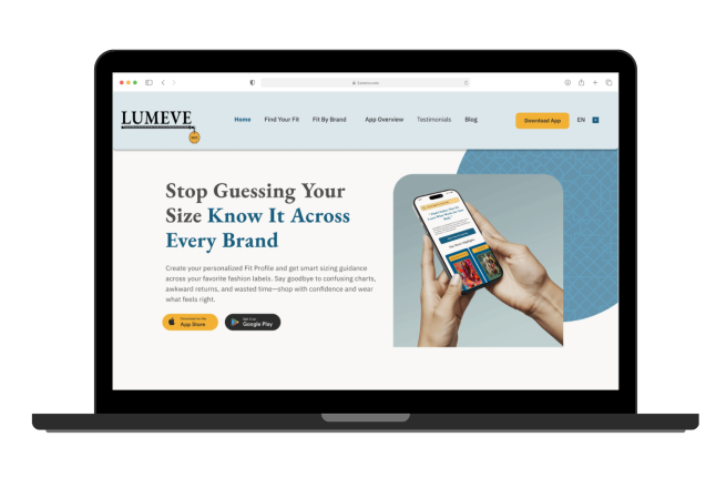 Laptop mockup of the Lumeve marketing page