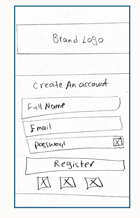 Create account screen